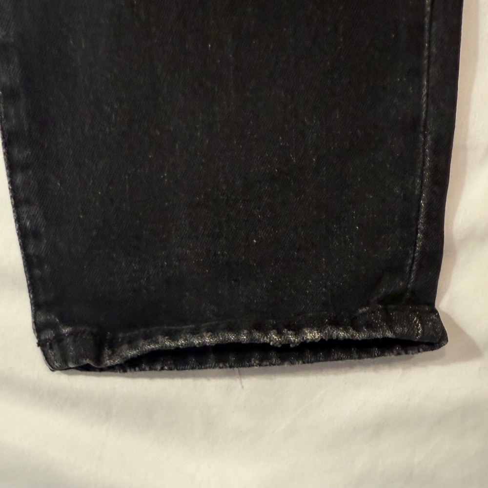 Current Elliott The Vintage Cropped Jeans 29 Black Distressed High Rise - Picture 6 of 15